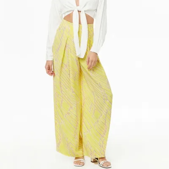 Yellow wide leg pants trousers - Picture 1 of 8